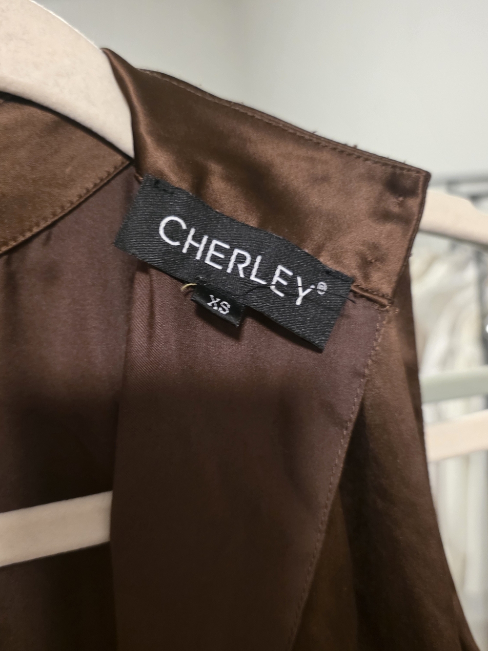 Cherley Chocolate Satin Asymmetrical High-Neck Midi Dress - Picture 5 of 9